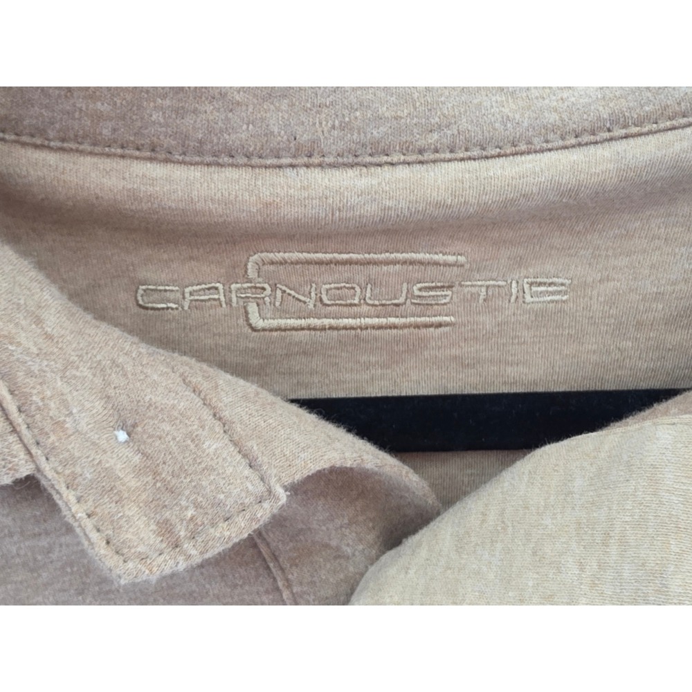 Carnoustie Long Sleeve Polo Shirt Tan Heathered Mens XXL Cotton Casual - Picture 5 of 6